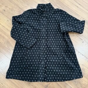 Woman Within Coat Women's L 18/20  Black Diamond  Fleece Swing Funnel Neck‎